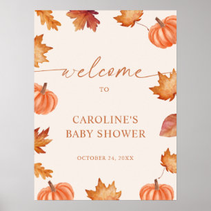 Poster Bienvenue à la baby shower Little Pumpkin automne 