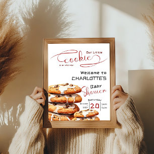 Poster Bienvenue à la Baby Shower Mignon Petit Cookie