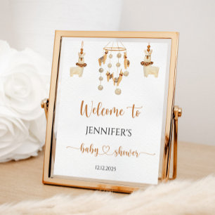 Poster Bienvenue à la baby shower mobile Boho Lama