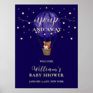 Poster Bienvenue à la Baby Shower Montgolfière Étoilée