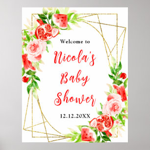Poster Bienvenue à la Baby Shower Pastèque Grenade