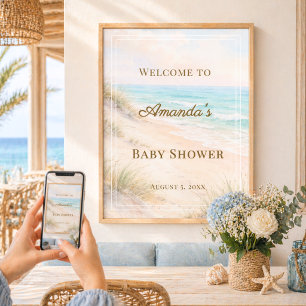 Poster Bienvenue à la Baby Shower plage côtière