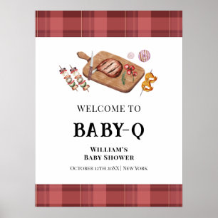 Poster Bienvenue à la Baby Shower Red Plaid Country Baby