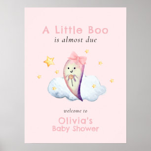 Poster Bienvenue à la Baby Shower Rose Fille Fantôme Peti
