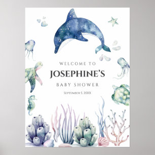 Poster Bienvenue à la Baby Shower Sea Life