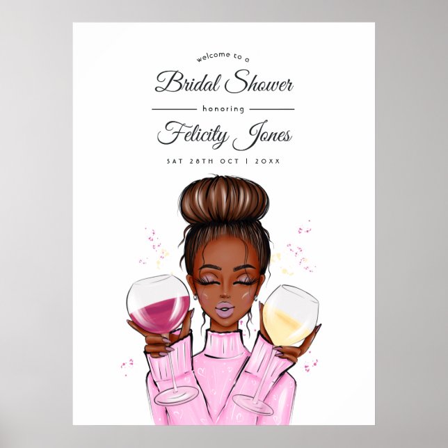 Poster Bienvenue à la Baby Shower sur le thème du Vin (Devant)