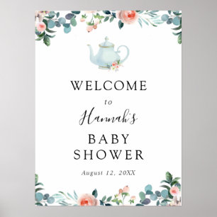 Poster Bienvenue à la Baby Shower Time for Tea