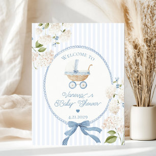 Poster Bienvenue à la Baby Shower Vintage Carriage French