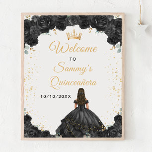 Poster Bienvenue à la Black Princess Quinceañera