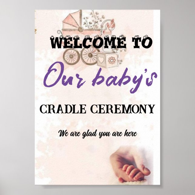 Poster Bienvenue à la cérémonie du berceau de notre bébé (Devant)
