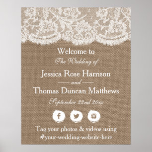 Poster Bienvenue à la collection de Mariages Burlap & Lac