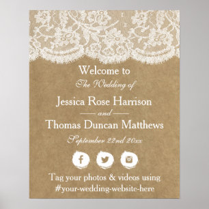 Poster Bienvenue à la collection de Mariages Kraft & Lace