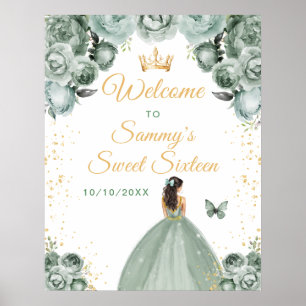 Poster Bienvenue à la douce princesse aux cheveux bruns p