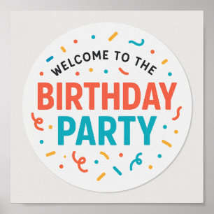 Poster Bienvenue à la fête d'anniversaire - Colorful Conf