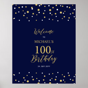 Poster Bienvenue à la fête d'anniversaire de 100 ans Gold