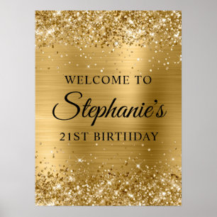 Poster Bienvenue à la fête d'anniversaire de 21 ans Black