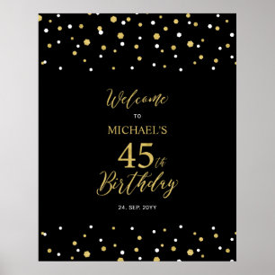 Poster Bienvenue à la fête d'anniversaire de 45 ans avec