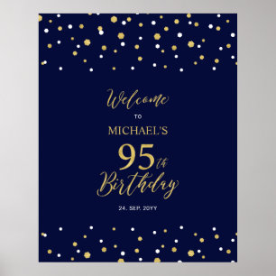 Poster Bienvenue à la fête d'anniversaire de 95 ans Gold