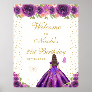 Poster Bienvenue à la fête d'anniversaire de la fille aux