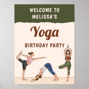 Poster Bienvenue à la fête d'anniversaire de yoga bohème 