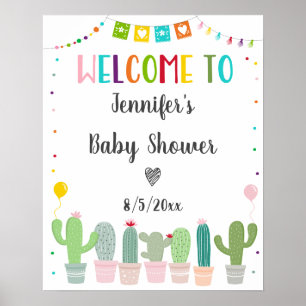 Poster Bienvenue à la fête de bébé genre neutre Fiesta Ca