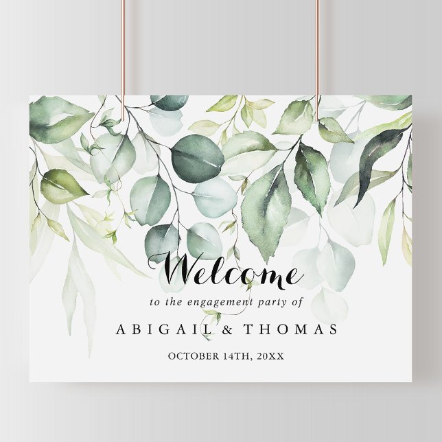Poster Bienvenue à la fête de fiançailles au eucalyptus a (Créateur téléchargé)