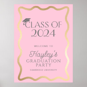 Poster Bienvenue à la fête de graduation en or rose clair