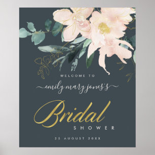 POSTER BIENVENUE À LA FÊTE DE MARIAGE À L'AQUARELLE FLEUR
