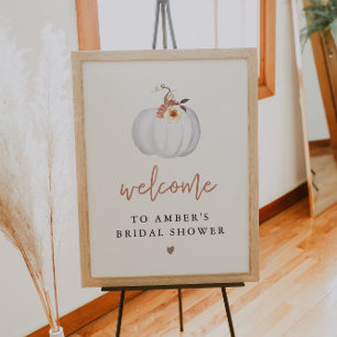 Poster Bienvenue à la fête de mariage AMBER White Pumpkin