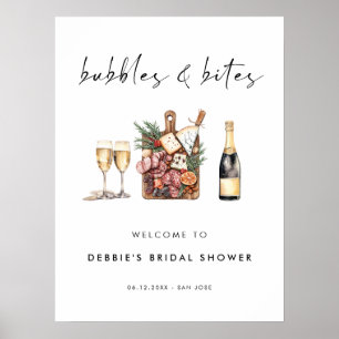 Poster Bienvenue à la fête de mariage Bubbles and Bites