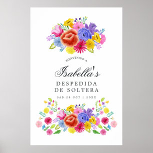 Poster Bienvenue à la fête de mariage Floral Spanish Fies