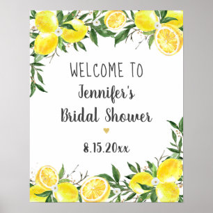 Poster Bienvenue à la fête de mariage Lemon Greenery Gold