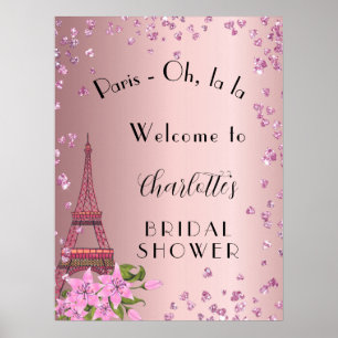 Poster Bienvenue à la fête de mariage Paris rouge tour ei