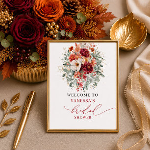 Poster Bienvenue à la fête prénuptiale d'automne avec ver
