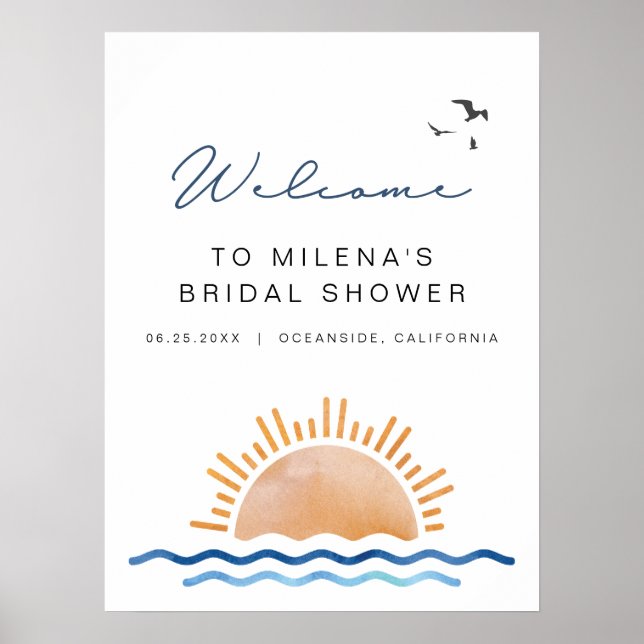 Poster Bienvenue à la fête prénuptiale de la plage d'OCEA (Devant)