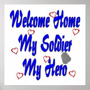 Poster Bienvenue à la maison Mon soldat Mon héros