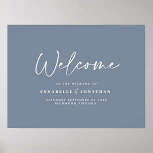 Poster Bienvenue à la mariage moderne mariage bleu foncé