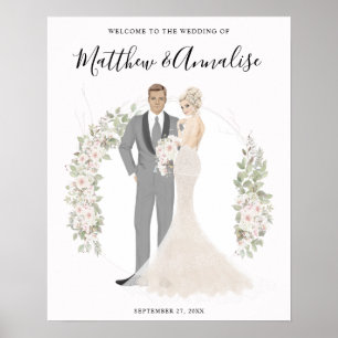 Poster Bienvenue à la mariée et au Mariage de chambre