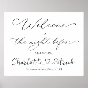 Poster Bienvenue à la nuit avant le signe Noir Blanc
