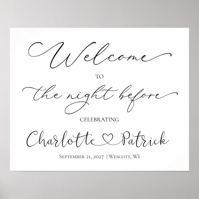 Poster Bienvenue à la nuit avant le signe Noir Blanc (Devant)