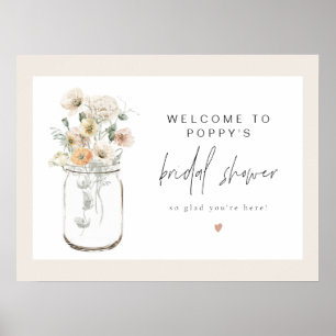 Poster Bienvenue à la nuptiale du Fleur sauvage rustique