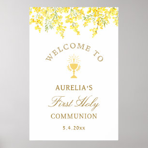 Poster Bienvenue à la Première Communion Watercolor Mimos