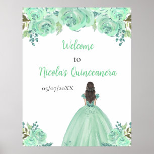 Poster Bienvenue à la Princesse aux Cheveux Bruns pour sa