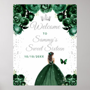Poster Bienvenue à la Princesse aux Cheveux Bruns Verts p