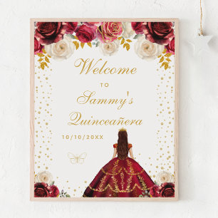 Poster Bienvenue à la Princesse Fleurie de Quinceañera Ro