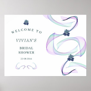 Poster Bienvenue à la Purple Faith Floral Bridal Shower