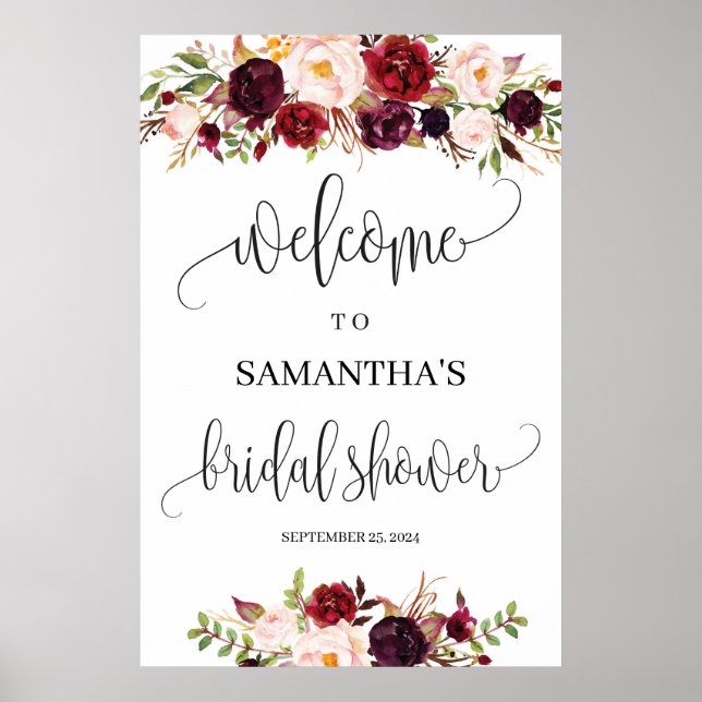 Poster Bienvenue à la réception de mariage bohème rustiqu (Devant)