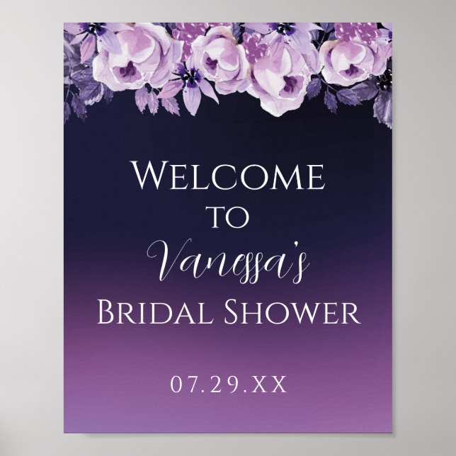 Poster Bienvenue à la réception de mariage élégante avec  (Devant)