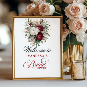 Poster Bienvenue à la réception de mariage Floral Blush B