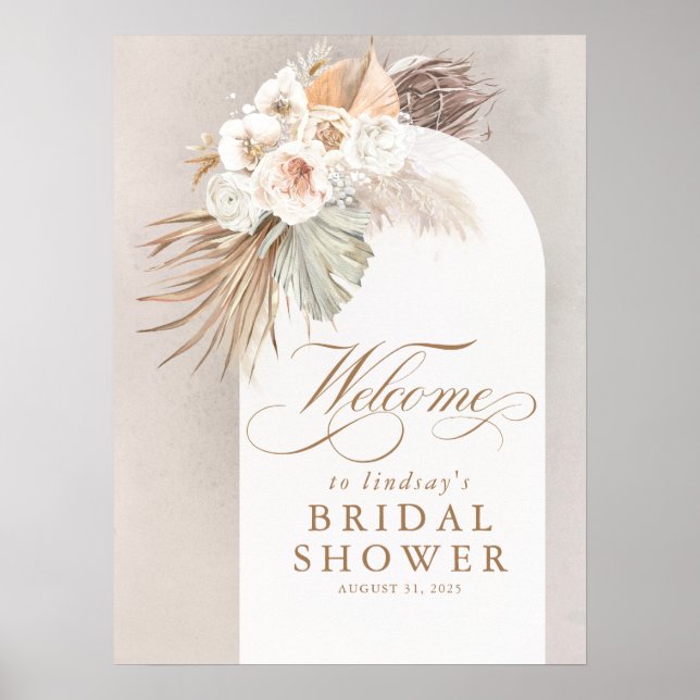Poster Bienvenue à la réception de mariage floral doux He (Devant)